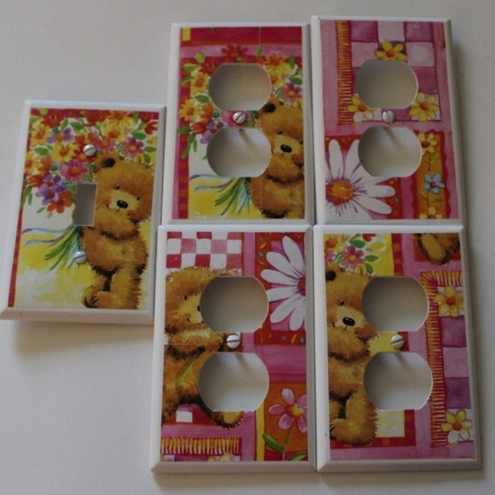 5 pc Switchplate Cover Set Light Switch Plate Electrical Outlet - Teddy Bears